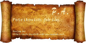 Petrikovich Adrián névjegykártya